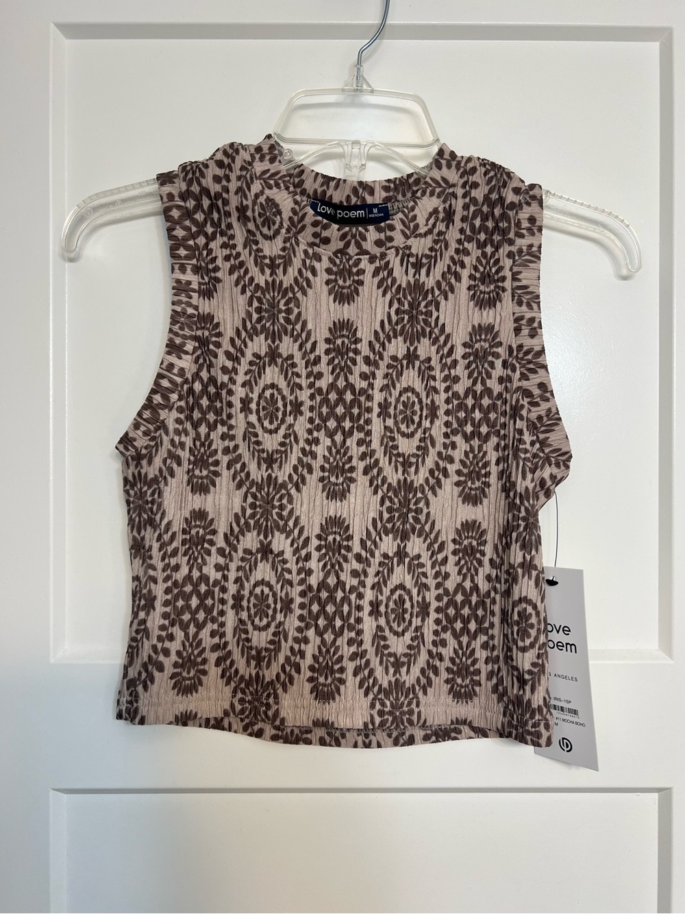 Love Poem Brown Patterned Ribbed Sleeveless Tank
